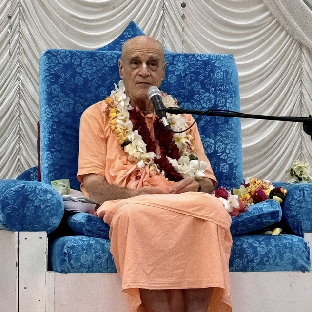 A devotee meditating with japa beads in a serene garden at dawn